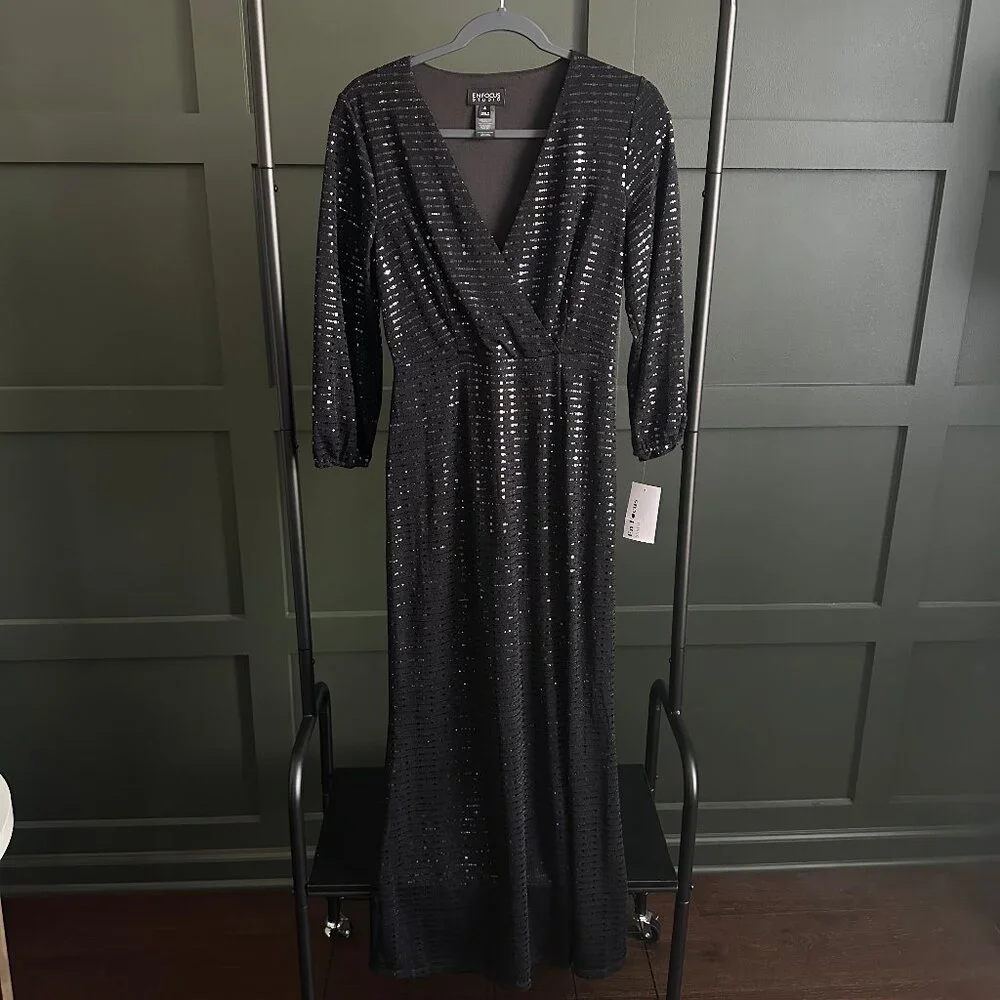 NWT Sequin long black formal dress - Picture 6 of 11